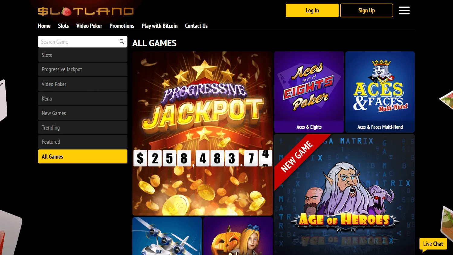 Slotland Casino desktop game titles and progressive options