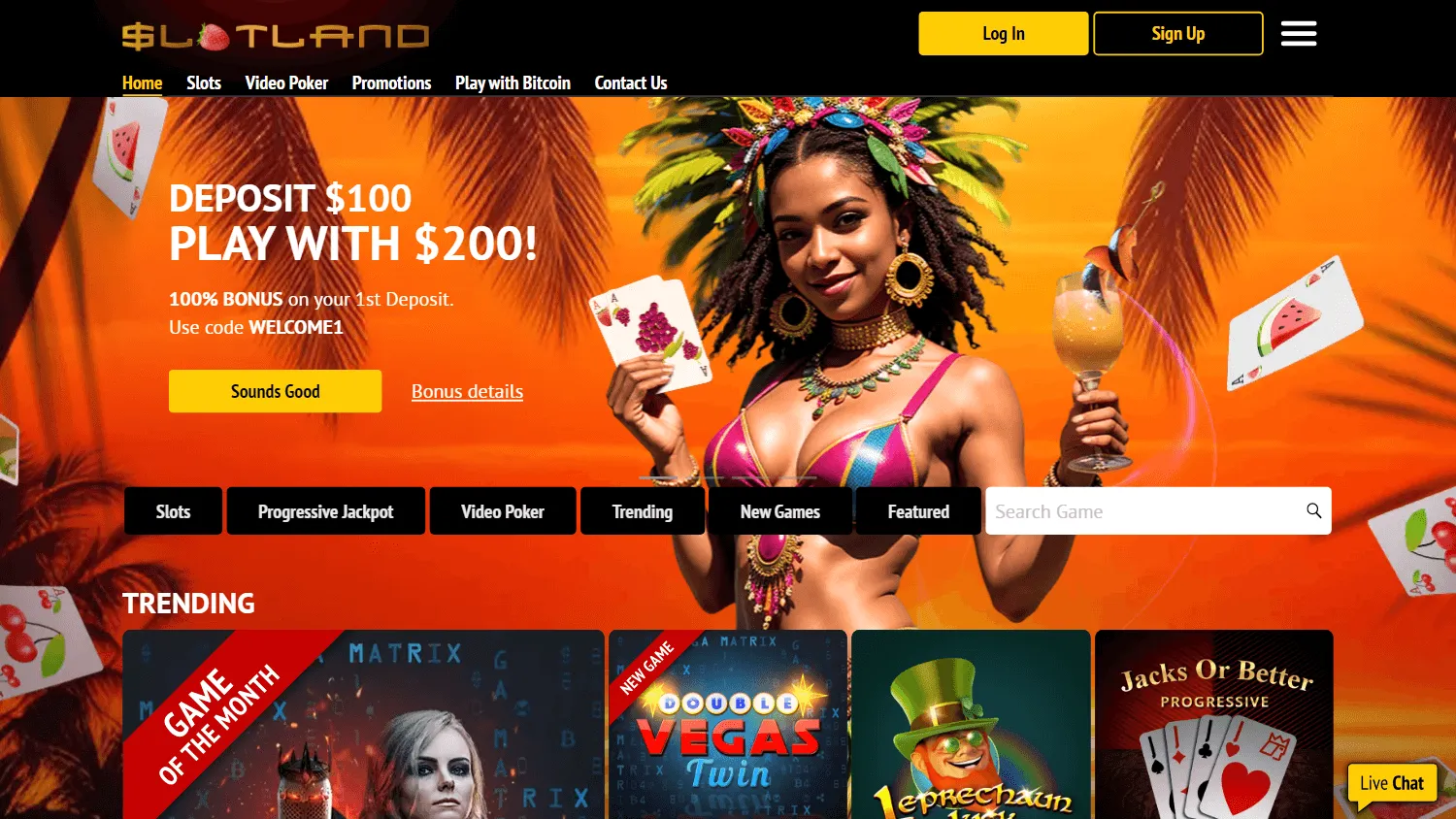 Slotland Casino desktop games selection